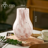 Bình hoa thuỷ tinh thân tròn hoạ tiết chấm tròn hồng trắng