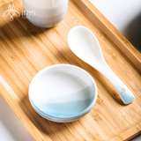 Chén chấm gốm sứ ombre xanh trắng