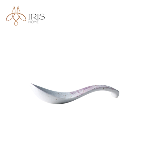 Thìa sứ trắng chi tiết trang trí gradient tím thủ công