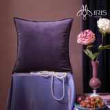 Gối vuông nhung tím hồng nhung mịn màu hồng tím ruột bông