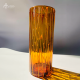 Bình hoa thuỷ tinh trụ tròn vân trắng màu cam vàng