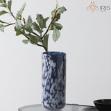 Bình hoa thuỷ tinh trụ đứng họa tiết vân đá marble xanh