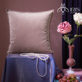 Gối vuông nhung tím hồng nhung mịn màu hồng tím ruột bông