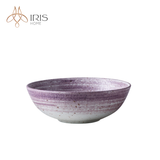 Bát ăn sứ trắng chi tiết trang trí gradient tím thủ công