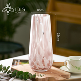 Bình hoa thuỷ tinh thân tròn hoạ tiết chấm tròn hồng trắng