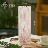 Bình hoa thuỷ tinh thân tròn hoạ tiết chấm tròn hồng trắng