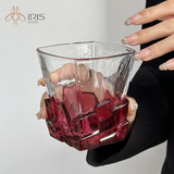 Ly whiskey đế tạo khối hồng miệng loe