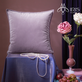 Gối vuông nhung tím hồng nhung mịn màu hồng tím ruột bông