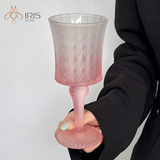 Ly vang thủy tinh mờ họa tiết kim cương