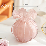 Bình hoa thuỷ tinh cổ thắt miệng lượn sóng tạo hình hoa