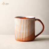 Tách gốm sứ hoạ tiết tráng men màu cam nâu trắng