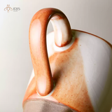 Tách gốm sứ hoạ tiết tráng men màu cam nâu trắng