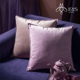 Gối vuông nhung tím hồng nhung mịn màu hồng tím ruột bông
