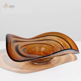 Âu hoa quả thuỷ tinh thổi thủ công thân lượn sóng đáy nhỏ