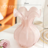 Bình hoa thuỷ tinh cổ thắt miệng lượn sóng tạo hình hoa