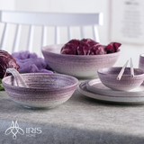 Bát ăn sứ trắng chi tiết trang trí gradient tím thủ công