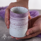 Cốc nước sứ chi tiết trang trí gradient tím thủ công