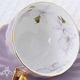 Bộ ấm chén gốm sứ họa tiết màu tím