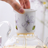 Bộ ấm chén gốm sứ họa tiết màu tím