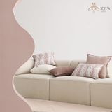 Gối vải chenille họa tiết đan chéo trắng