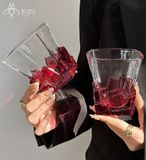 Ly whiskey đế tạo khối hồng miệng loe