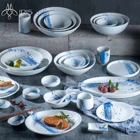 Đĩa ăn gốm sứ tạo phôi thủ công men phun sơn