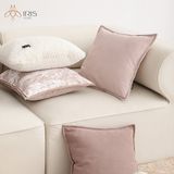 Gối vải chenille trơn màu hồng