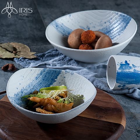 Âu đựng salad gốm sứ tạo phôi thủ công men phun sơn