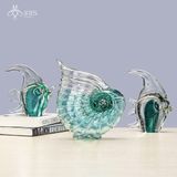 Tượng trang trí thuỷ tinh thổi thủ công màu xanh trắng