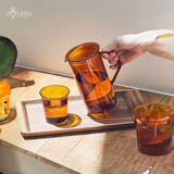 Bộ bình cốc nước thuỷ tinh cam nâu hãng Kinto - Nhật Bản