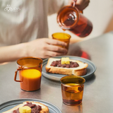 Bộ bình cốc nước thuỷ tinh cam nâu hãng Kinto - Nhật Bản