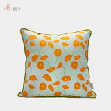 Gối vải hoạ tiết hoa poppy cam
