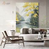 Tranh treo tường sơn dầu phong cảnh rừng núi