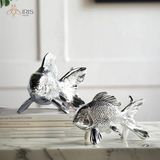 Tượng trang trí tạo hình cá 3D bằng resin mạ bạc