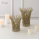 Chân nến tạo hình cành cây bằng nhôm - Cốc thuỷ tinh