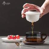 Cốc trà có nắp và lõi lọc sứ