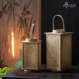 Đèn lồng mây tre đan dáng trụ