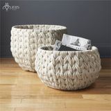 Giỏ đựng đồ khung sắt, mặt ngoài cotton bện thừng