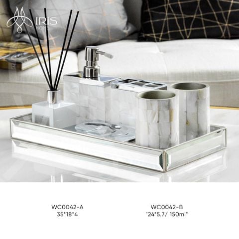 Đồ đựng nhà tắm kim loại khảm ngọc trai