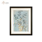 Tranh in trên canvas hoa trên nền xanh