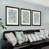 Tranh in trên canvas hoa trên nền xanh