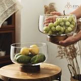 Âu đựng hoa quả thuỷ tinh đế gỗ