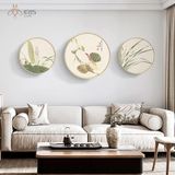 Tranh in trên canvas, khung gỗ màu beige hình hoa lan