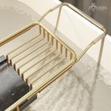 Giá đỡ bồn tắm thép không gỉ mạ PVD vàng, chi tiết đá marble đen