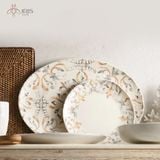 Bộ đĩa gốm sứ dây hoa văn nâu đối xứng