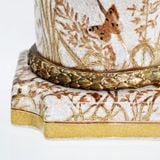 Chân nến đồng đế gốm hoa nâu tạo hình thiên thần