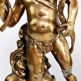 Chân nến đồng đế gốm hoa nâu tạo hình thiên thần