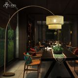 Đèn sàn mắt cáo mây tre đan hai tầng