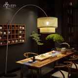 Đèn sàn mắt cáo mây tre đan hai tầng