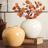 Bình hoa gốm sứ phủ men bóng màu vàng cam